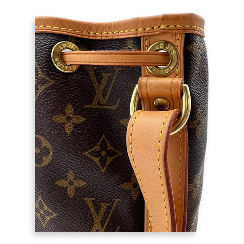 Louis Vuitton Noe Bucket Bag Petite Brown in Monogram Coated Canvas, Gold hardware_10