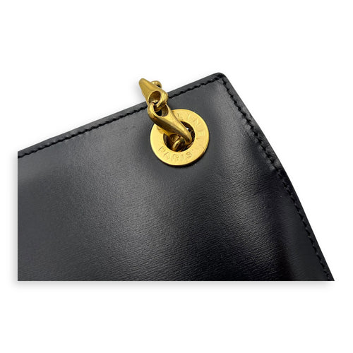 Celine Vintage Shoulder Bag Black in Calfskin, Gold hardware_9