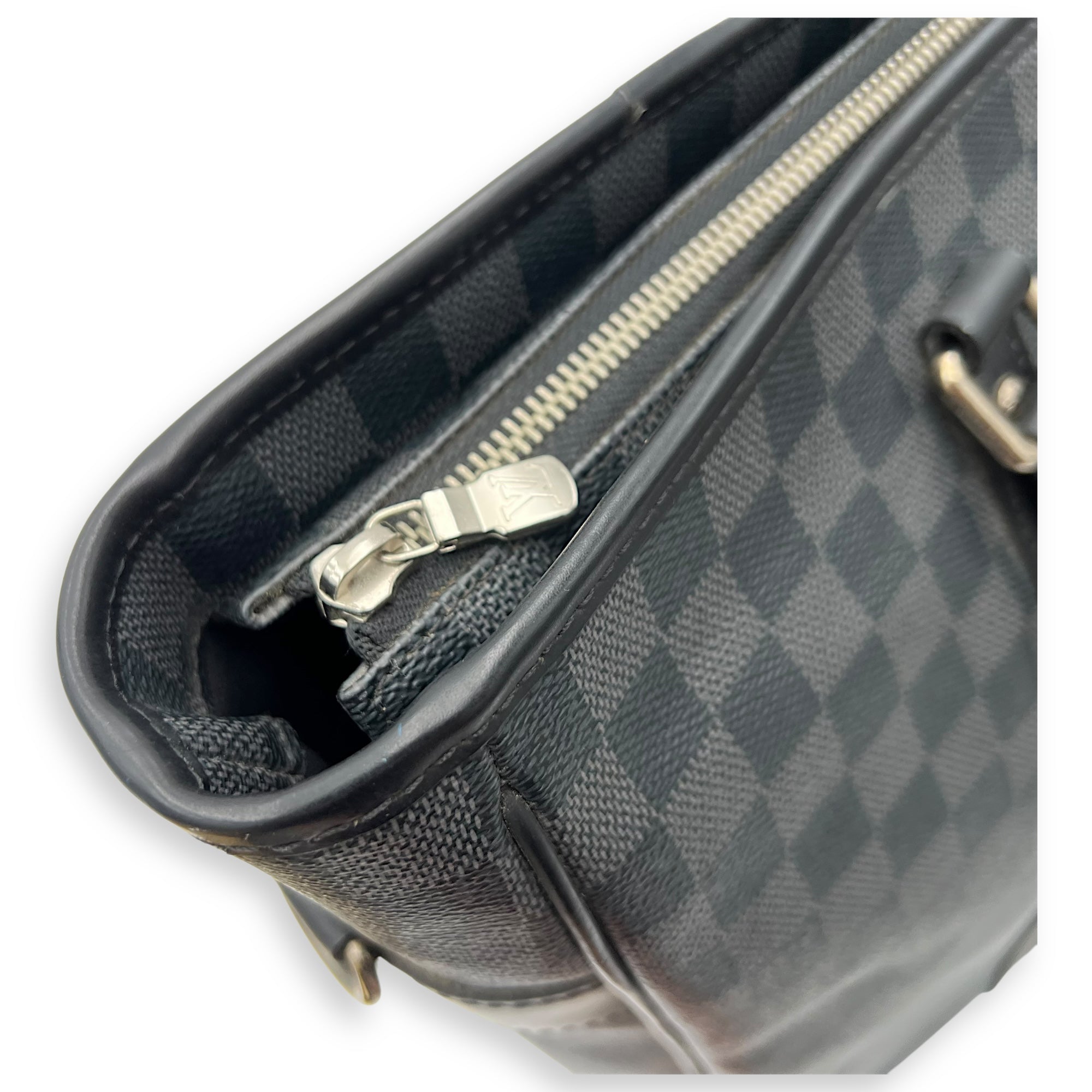 Louis Vuitton Tadao Two Way Top Handle Bag Graphite in Coated Canvas, Silver hardware_13