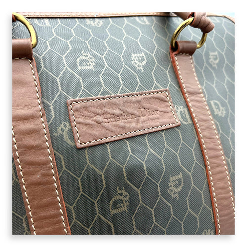 Christian Dior Honeycomb  Top Handle Bag Brown in Coated Canvas, Gold hardware_10