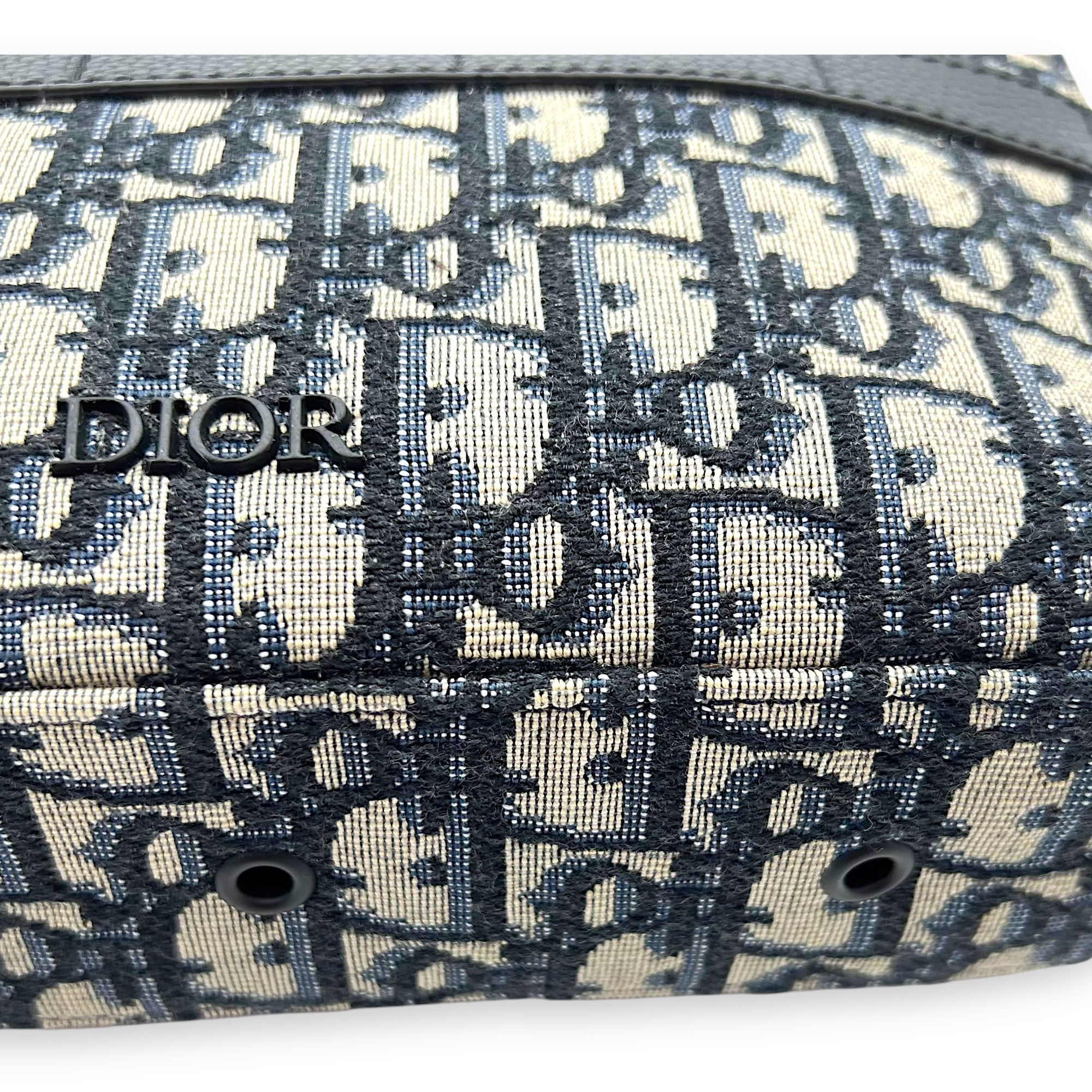 Christian Dior Safari Crossbody Bag Blue in Jacquard, Silver hardware_11