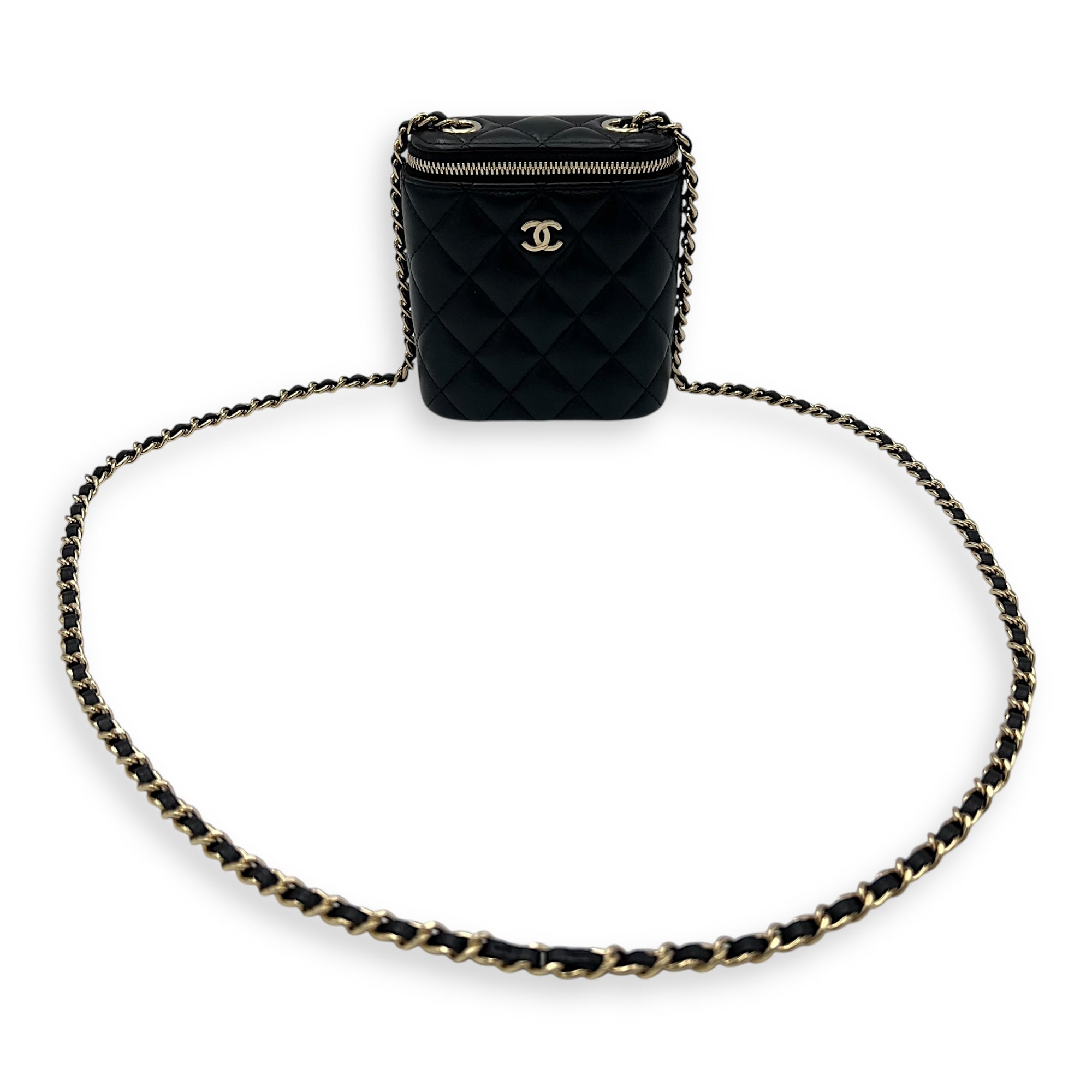 Chanel CC Vanity Bag Black in Lambskin, Gold hardware_11