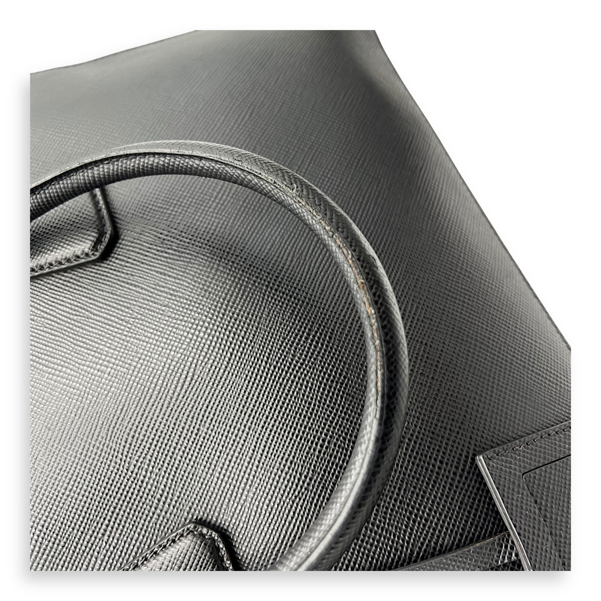 Prada Logo Black Briefcase in Saffiano Leather, Silver hardware_10