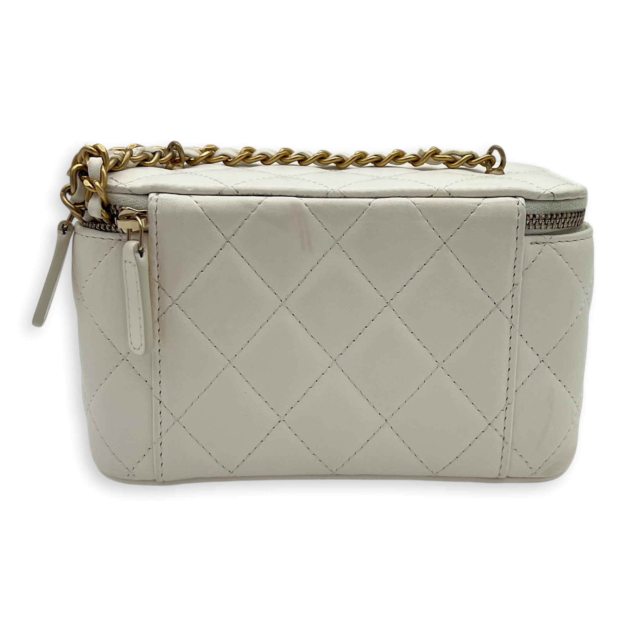 Chanel Vanity pearl crush Crossbody Bag White in Calfskin, Gold hardware_2