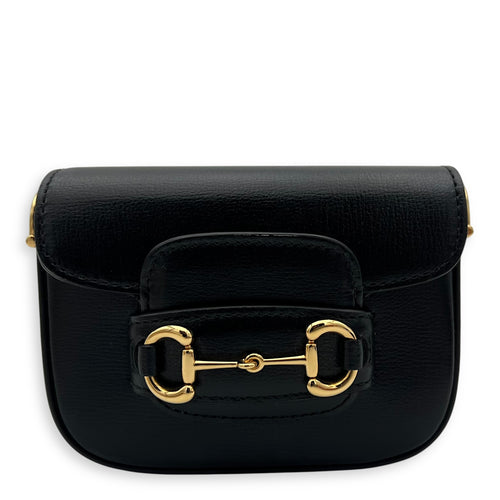 Gucci Horsebit 1955 Wallet On Chain Black in Calfskin, Gold hardware_1