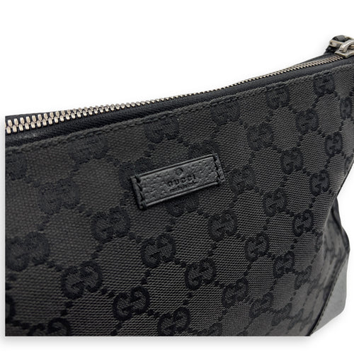 Gucci GG Crossbody Bag Black in Canvas, Silver hardware_8