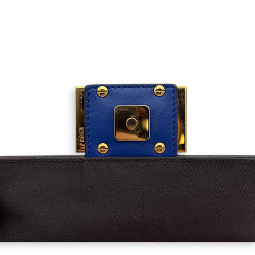 Fendi Baguette Blue Crossbody Bag in Calfskin, Gold hardware_10