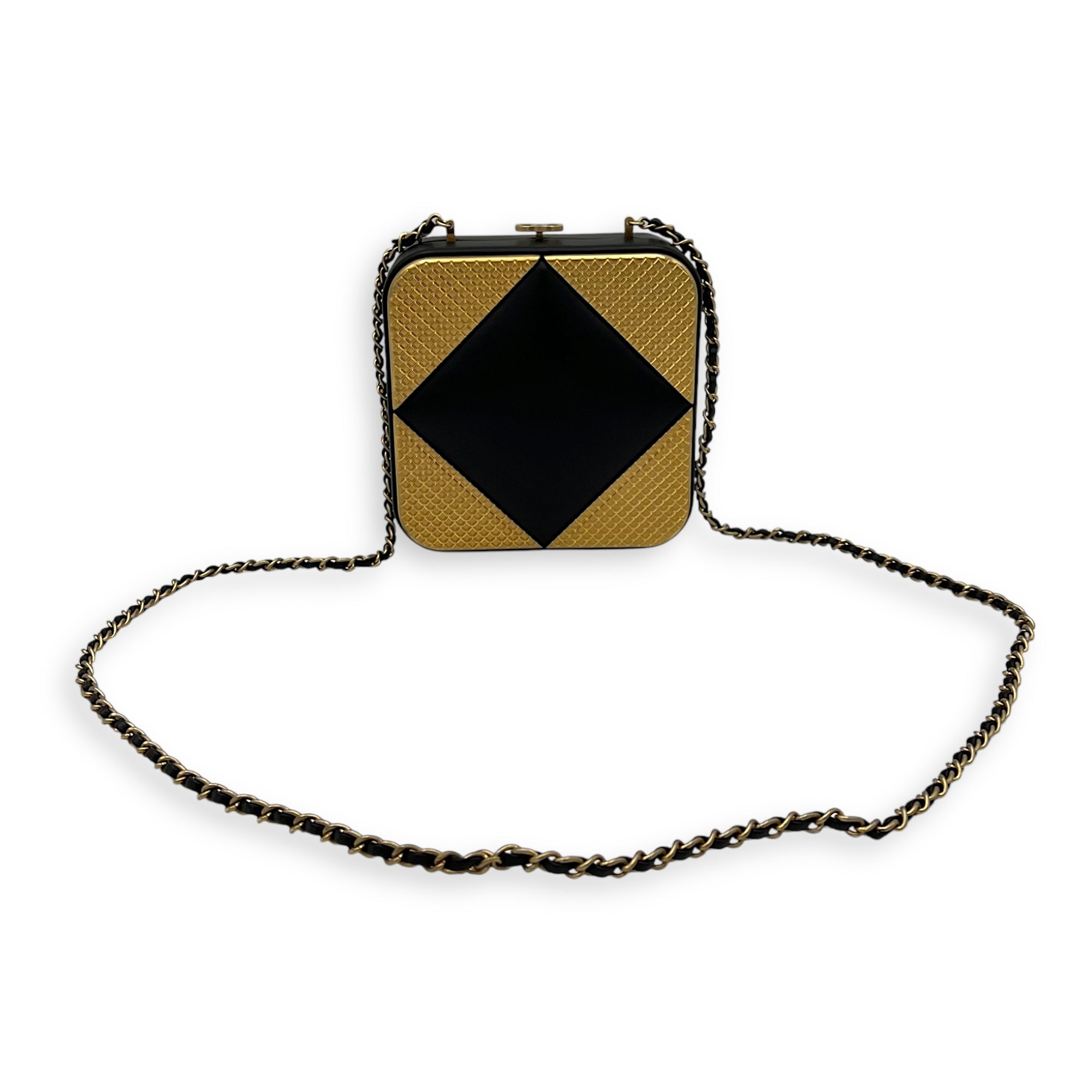 METAL Crossbody Bag Black in Lambskin, Gold hardware
