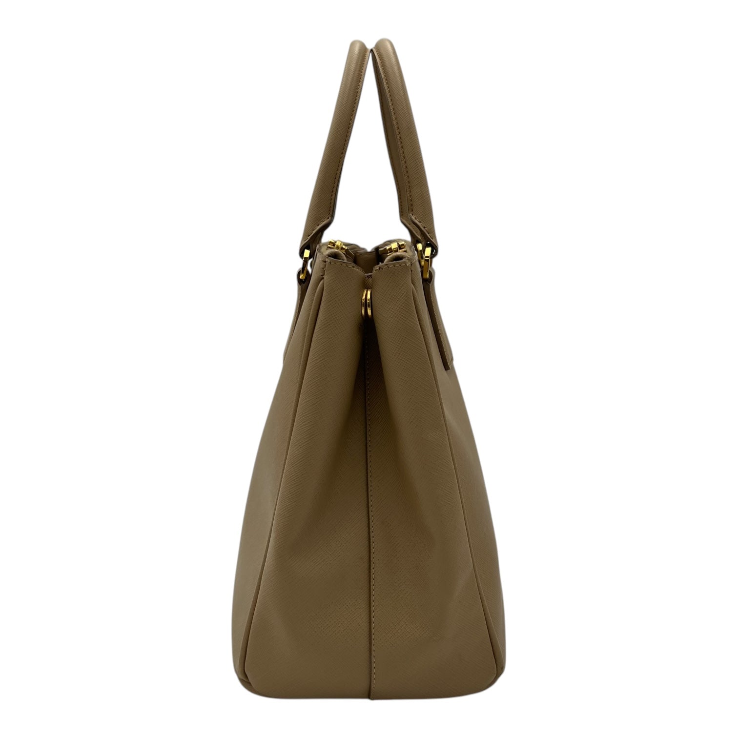 Prada Galleria Top Handle Bag Beige in Saffiano Leather, Gold hardware_3