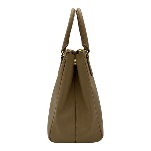 Prada Galleria Top Handle Bag Beige in Saffiano Leather, Gold hardware_3