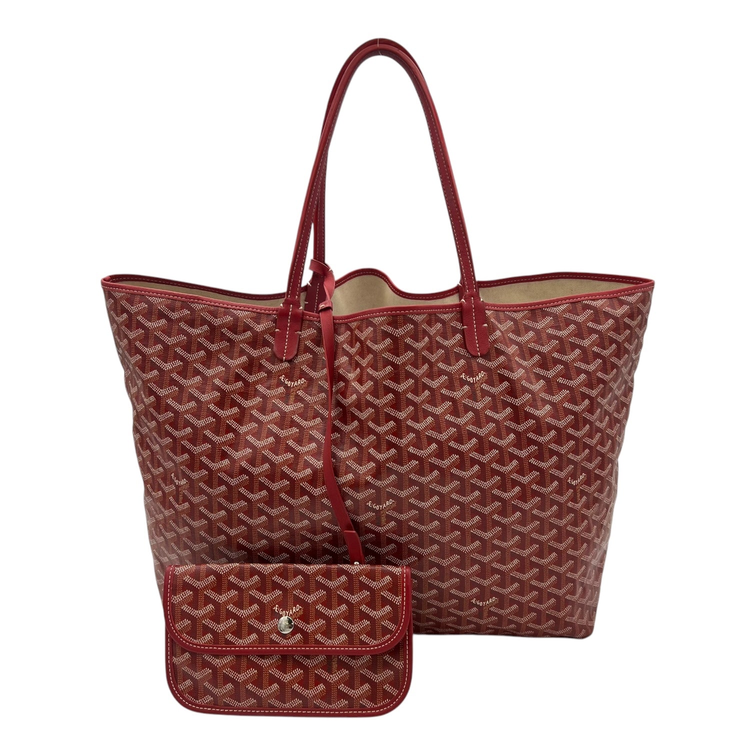 Goyard Saint Louis GM Red Tote Bag in Coated Canvas, Silver hardware_13