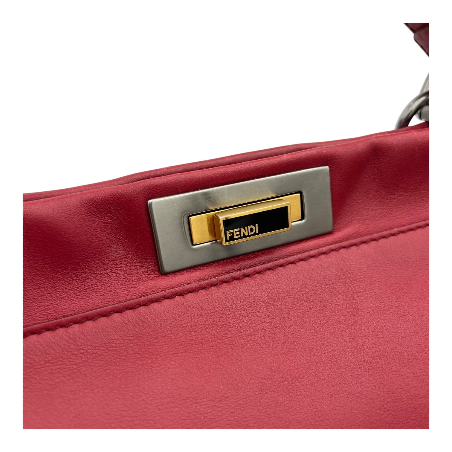 Fendi Peekaboo Top Handle Bag Red in Calfskin, Mixed hardware_14