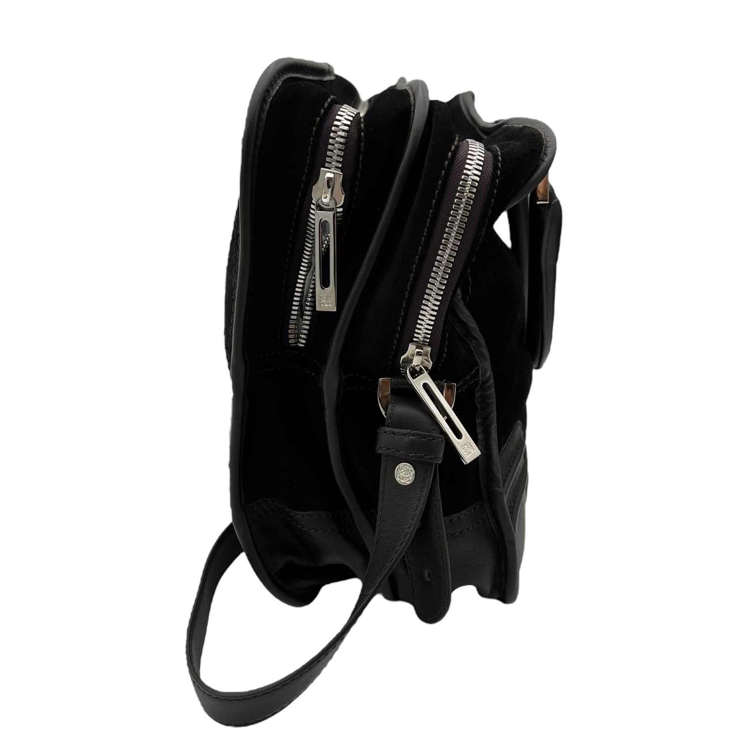 Loewe Amazona Top Handle Bag Black in Epsom, Silver hardware_3
