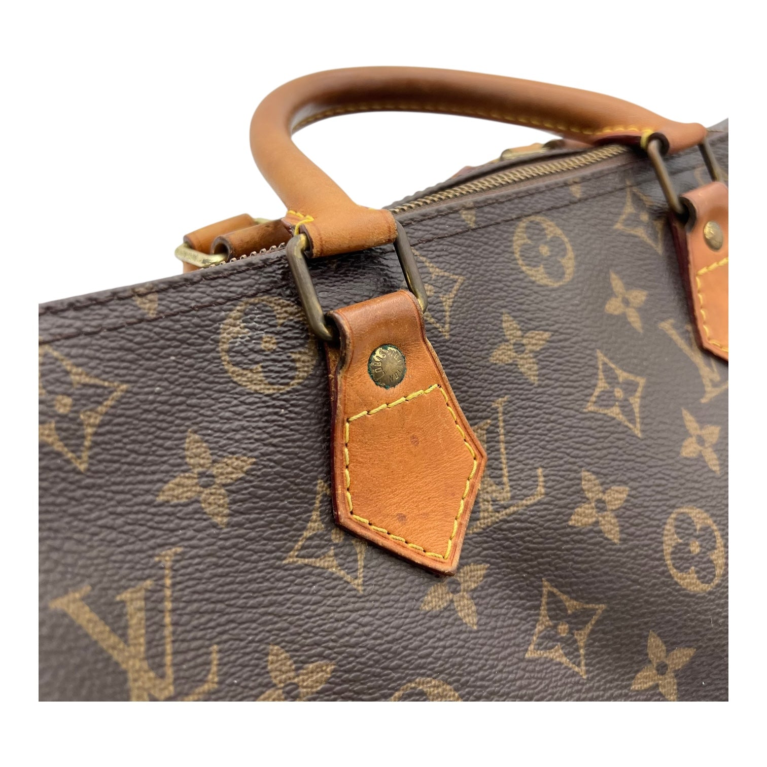 Louis Vuitton Speedy Top Handle Bag 30 Brown in Monogram Coated Canvas, Gold hardware_10