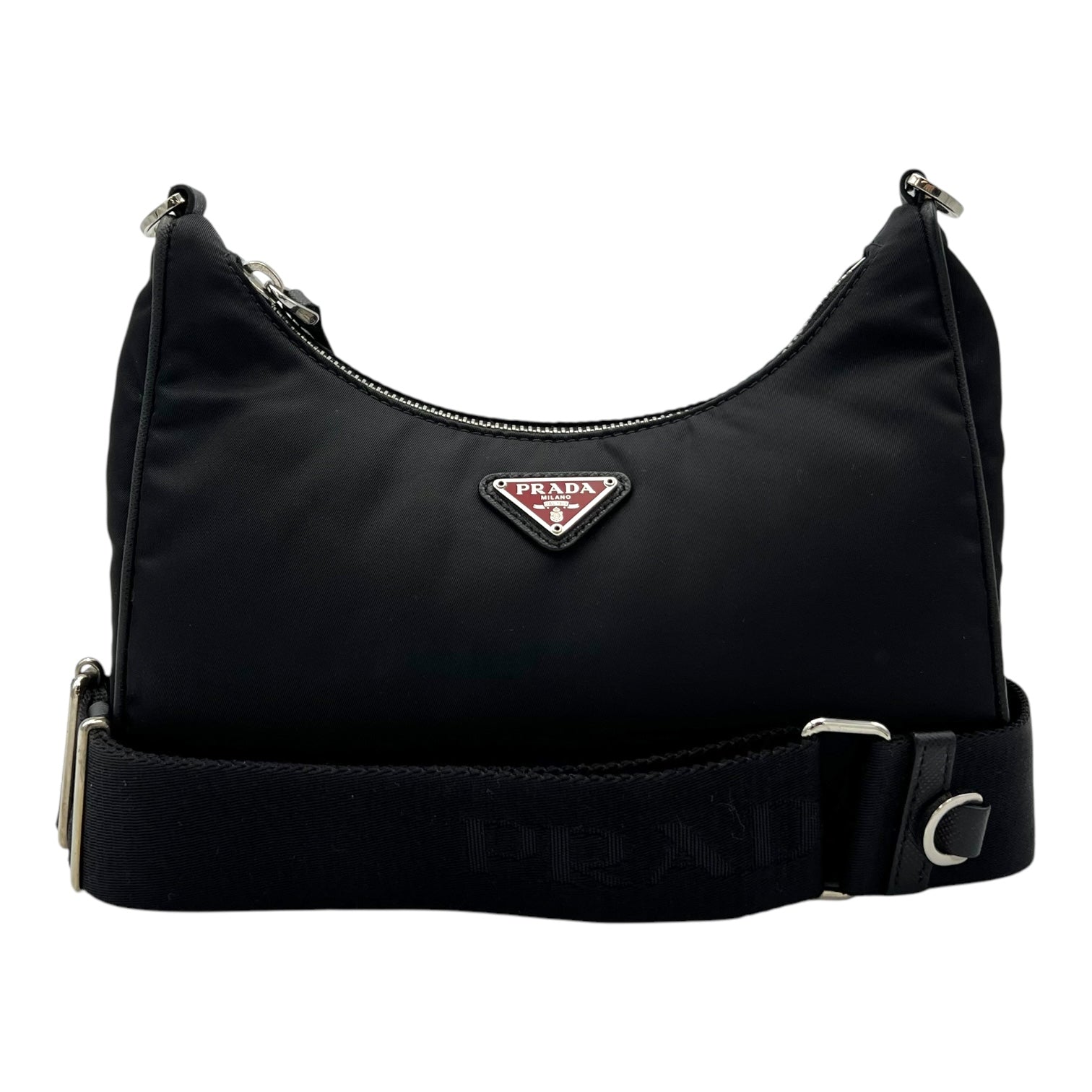 Prada Re-Nylon Crossbody Bag Black in Re-Nylon, Silver hardware_10