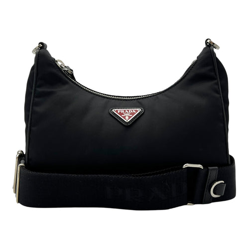 Prada Re-Nylon Crossbody Bag Black in Re-Nylon, Silver hardware_10