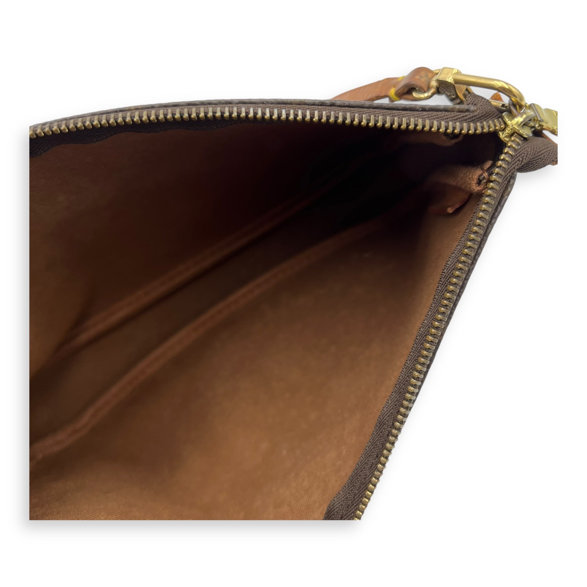 Louis Vuitton Pochette Accessoires Shoulder Bag Brown in Monogram Coated Canvas, Gold hardware_10