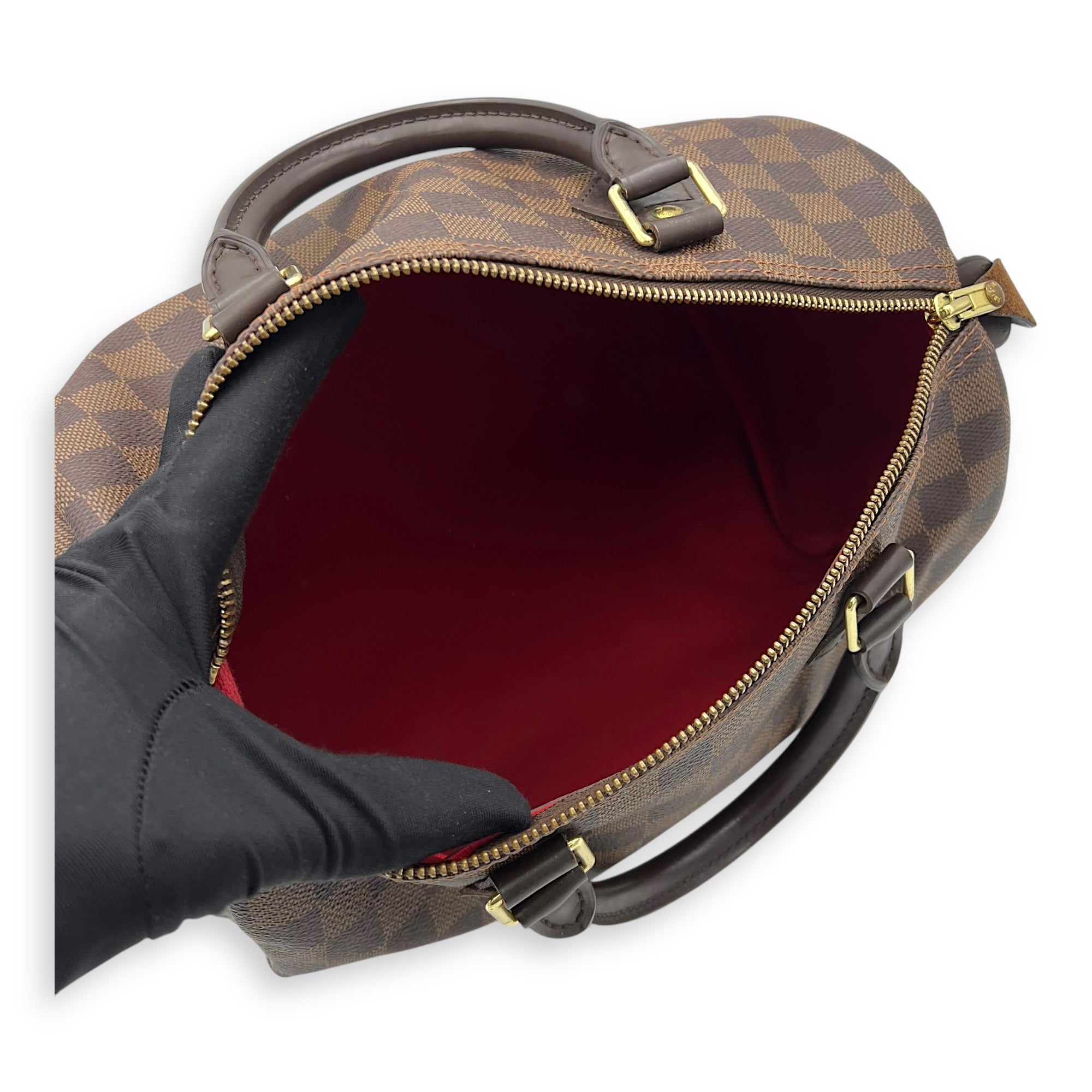 Louis Vuitton Speedy Top Handle Bag 30 Brown in Cowhide Leather, Gold hardware_10