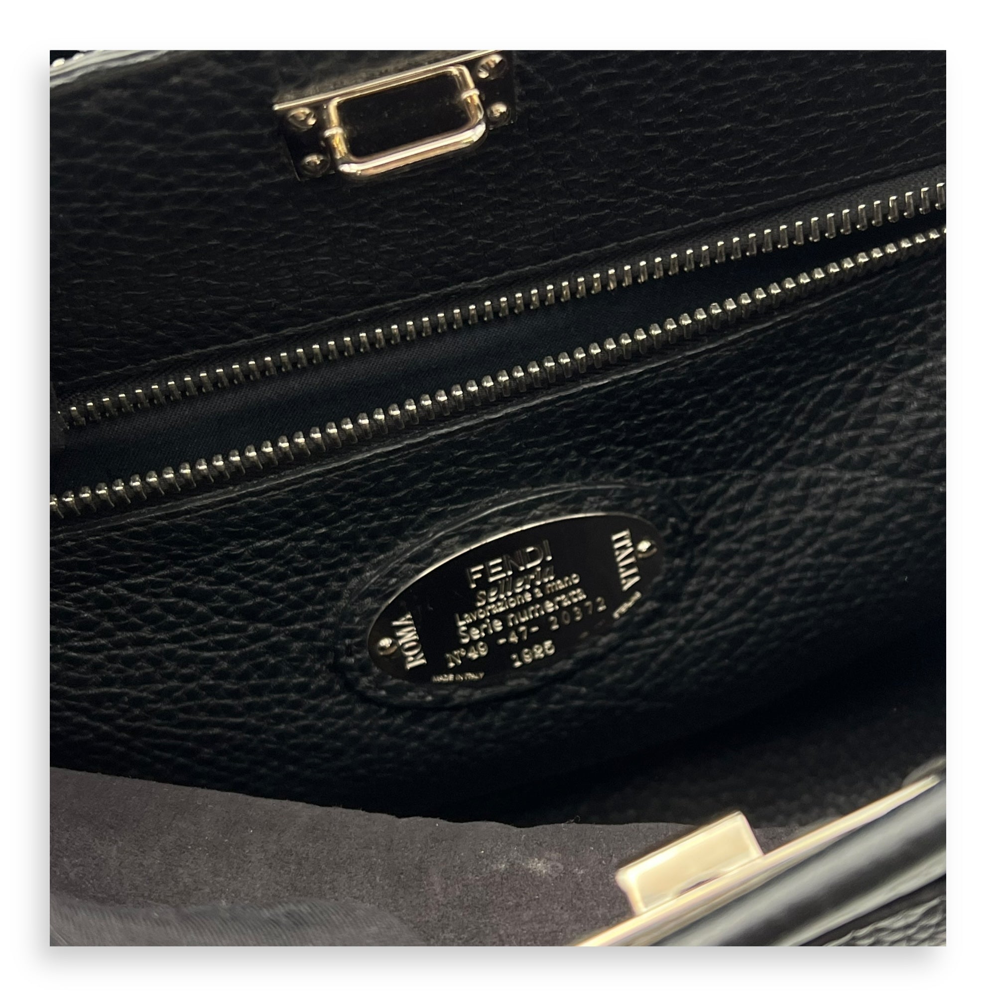 Fendi Peekaboo Top Handle Bag Black in Calfskin, Silver hardware_10