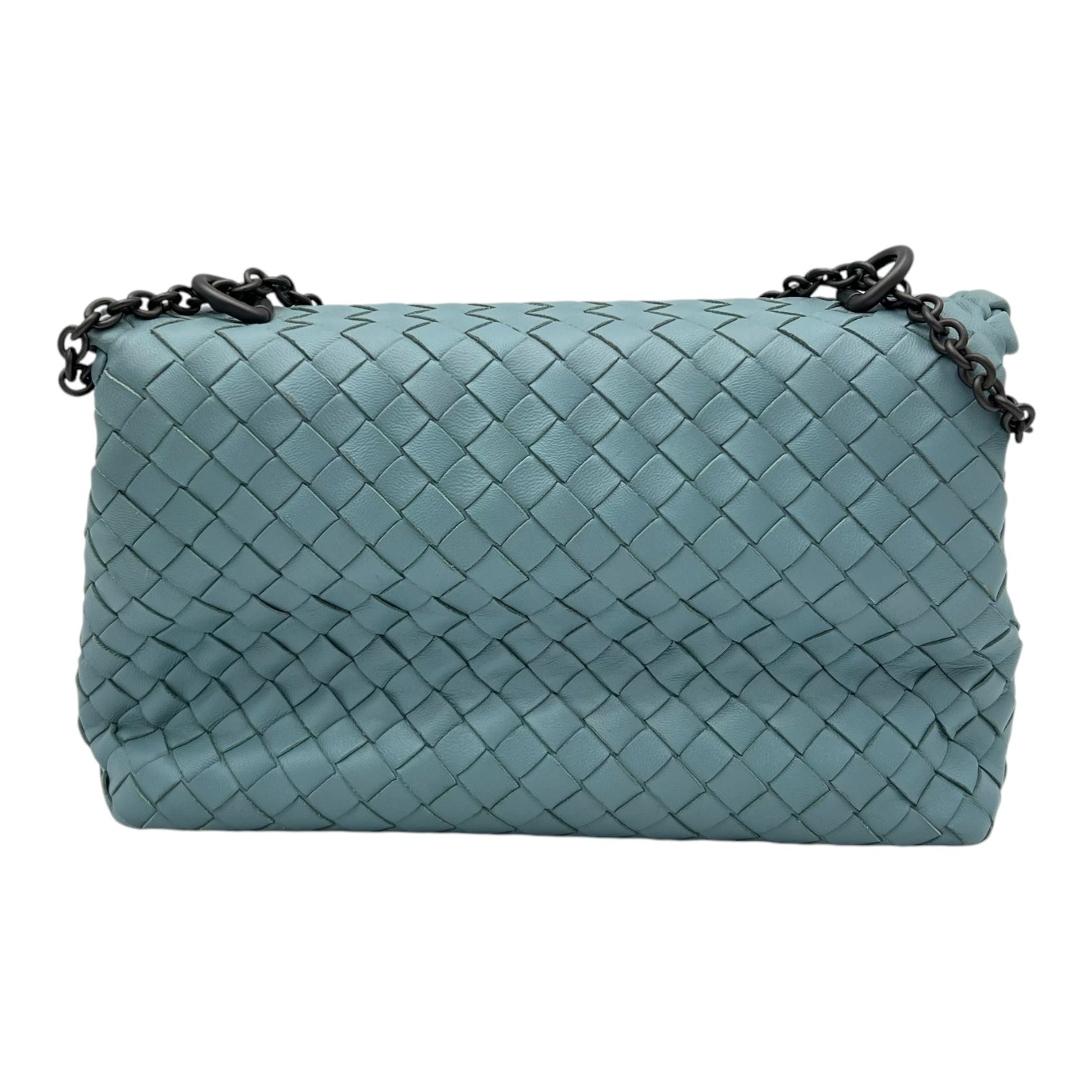 Bottega Veneta Intrecciato Crossbody Bag Blue in Calfskin, Ruthenium hardware_2