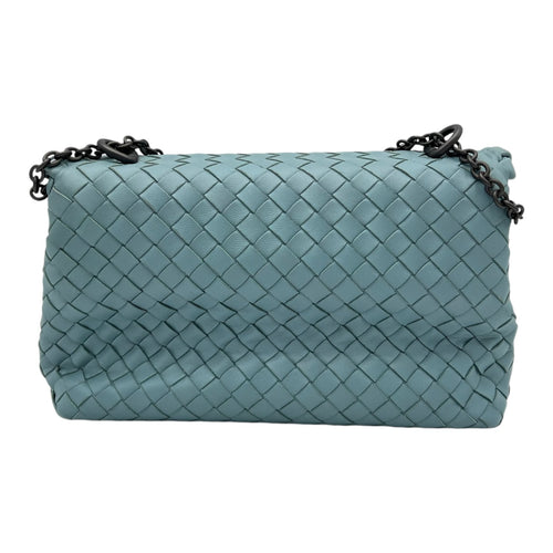 Bottega Veneta Intrecciato Crossbody Bag Blue in Calfskin, Ruthenium hardware_2