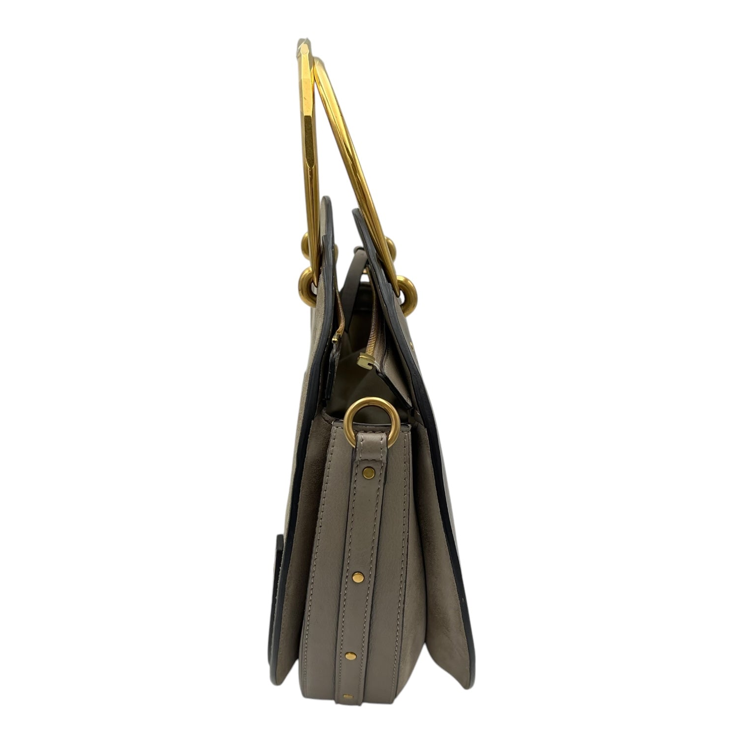Chloé Pixie Top Handle Bag Grey in Calfskin, Gold hardware_4