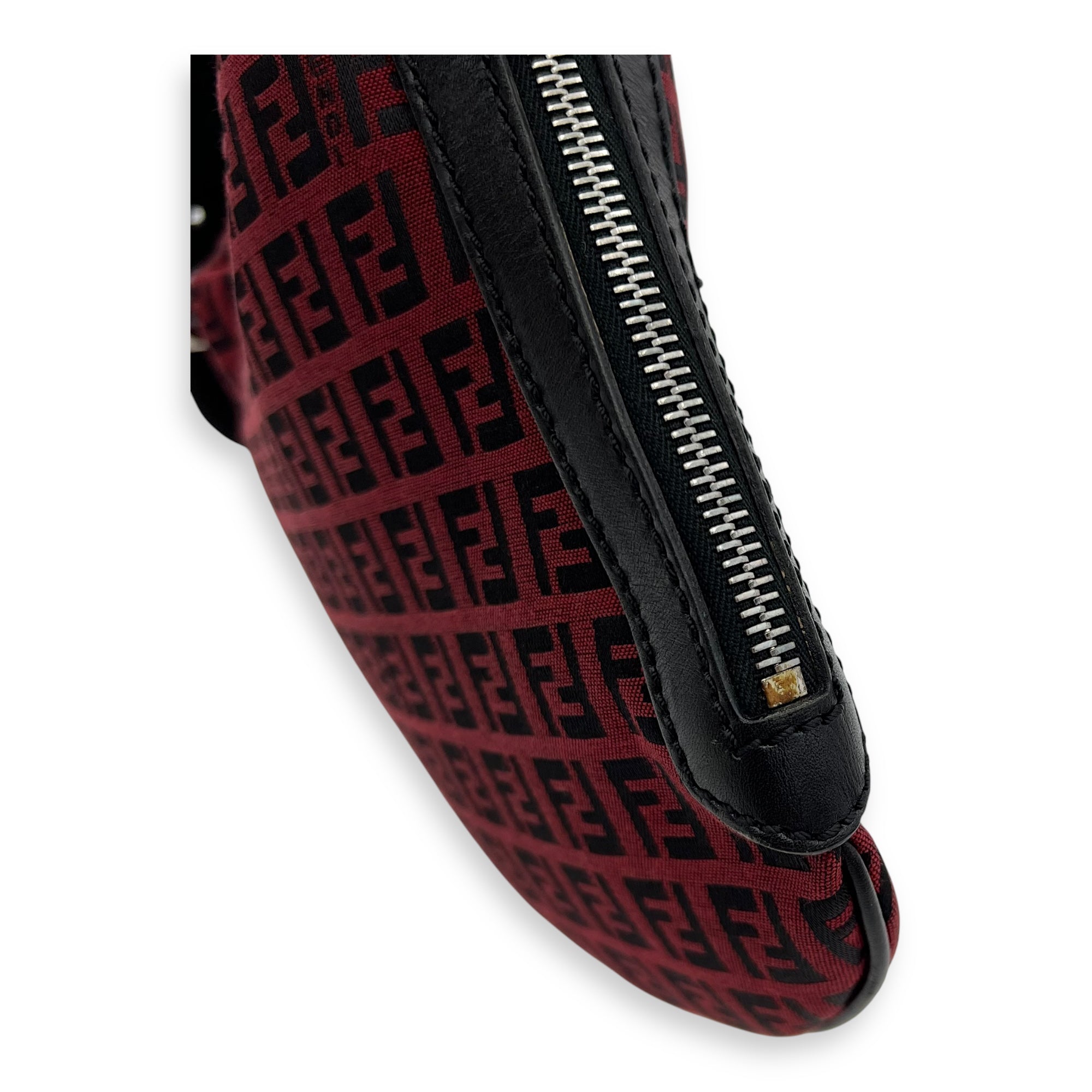 Fendi Zucca Shoulder Bag Red in Canvas, Silver hardware_7