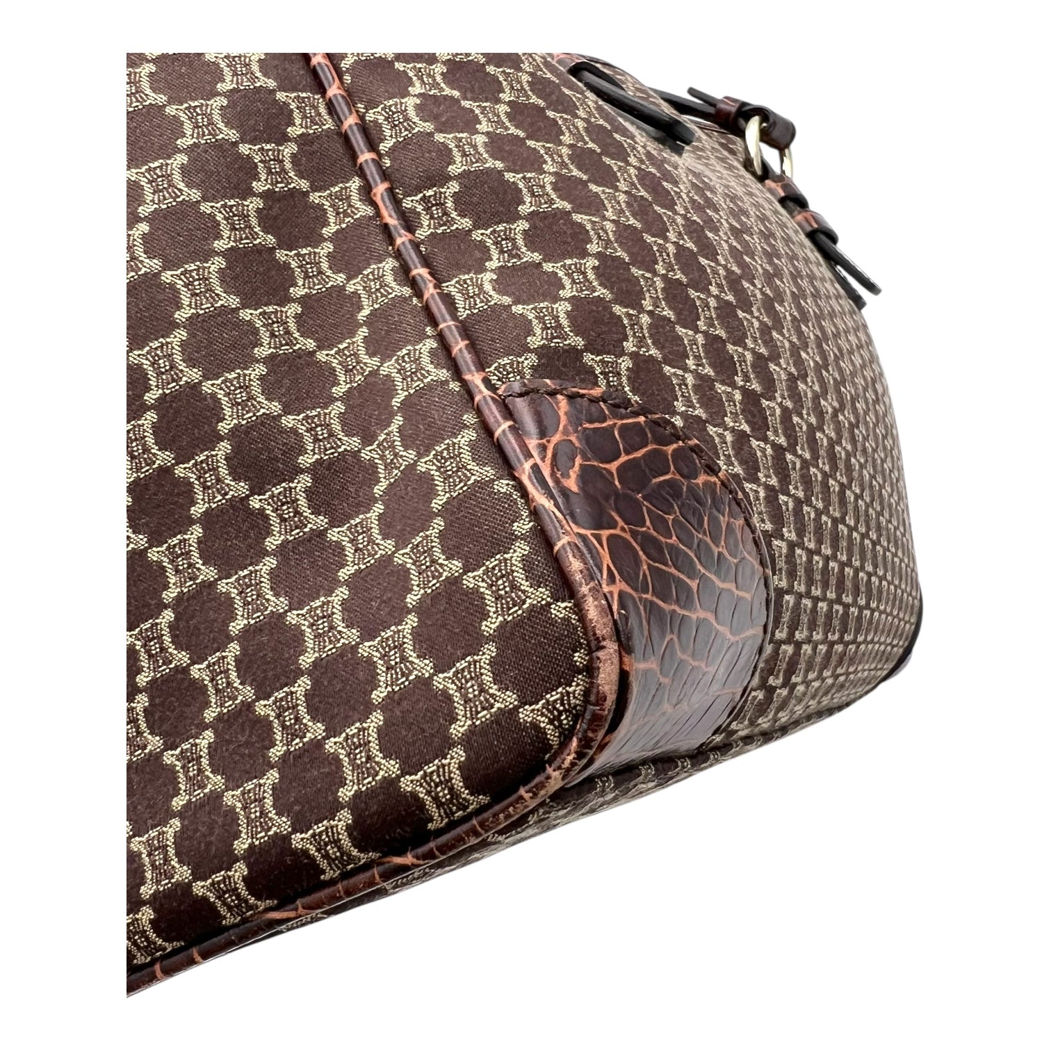 Celine Macadam Tote Bag Brown in Jacquard, Silver hardware_10