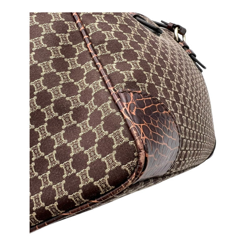 Celine Macadam Tote Bag Brown in Jacquard, Silver hardware_10