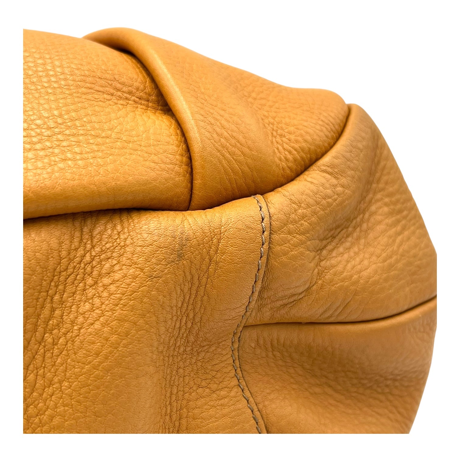 Prada Logo Top Handle Bag Yellow in Calfskin, Gold hardware_10