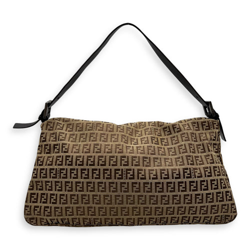 Fendi Baguette Shoulder Bag Brown in Jacquard, Silver hardware_2