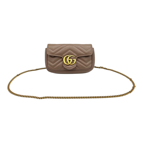 Gucci GG Marmont Shoulder Bag Beige in Calfskin, Gold hardware_9