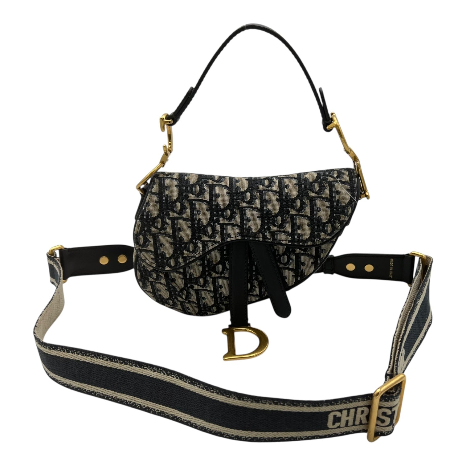 Christian Dior Saddle Mini with Strap Shoulder Bag in Jacquard, Gold hardware_12