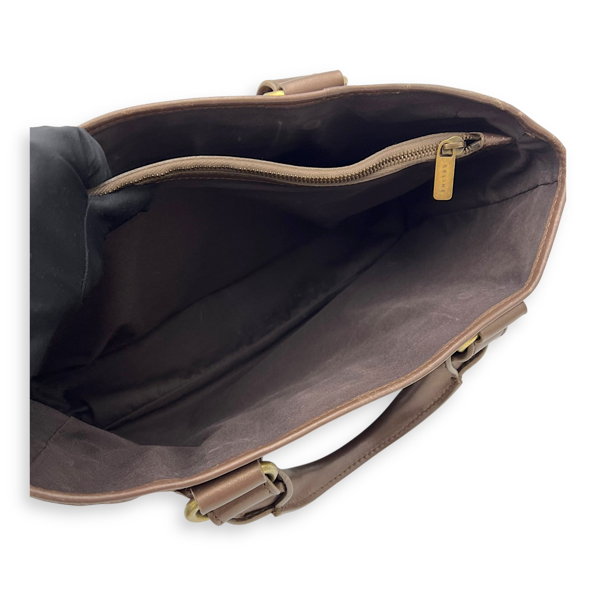 Celine Boogie Top Handle Bag Brown in Suede Leather, Gold hardware_10