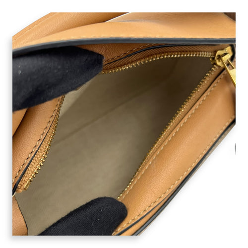 Loewe Puzzle Top Handle Bag Mini Brown in Calfskin, Gold hardware_10