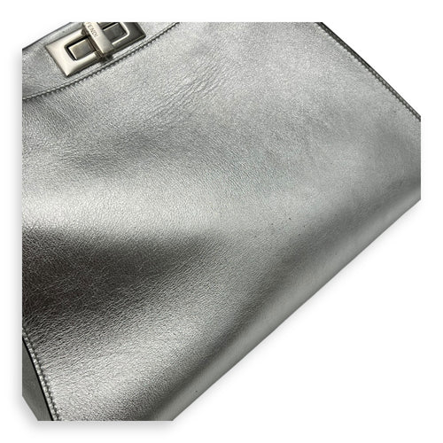 Fendi Peekaboo Top Handle Bag Silver in Calfskin, Silver hardware_10