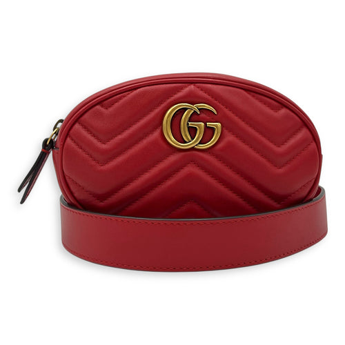 Gucci GG Marmont Belt Bag Red in Calfskin, Gold hardware_10