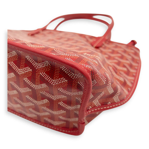 Goyard Anjou Tote Bag Mini Red in Coated Canvas, Silver hardware_10