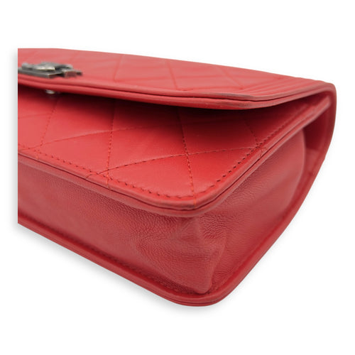 Chanel Boy Wallet On Chain Red in Calfskin, Ruthenium hardware_12