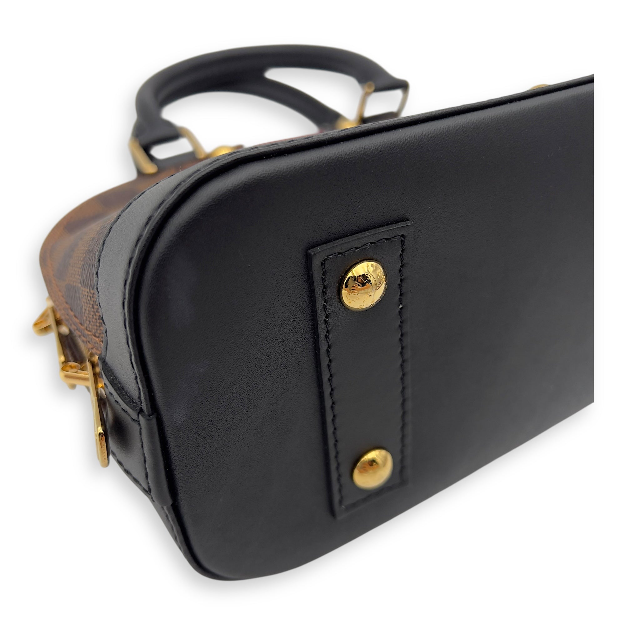 Louis Vuitton Karakoram Alma BB Damier Ebene Top Handle Bag in Coated Canvas, Gold hardware_10