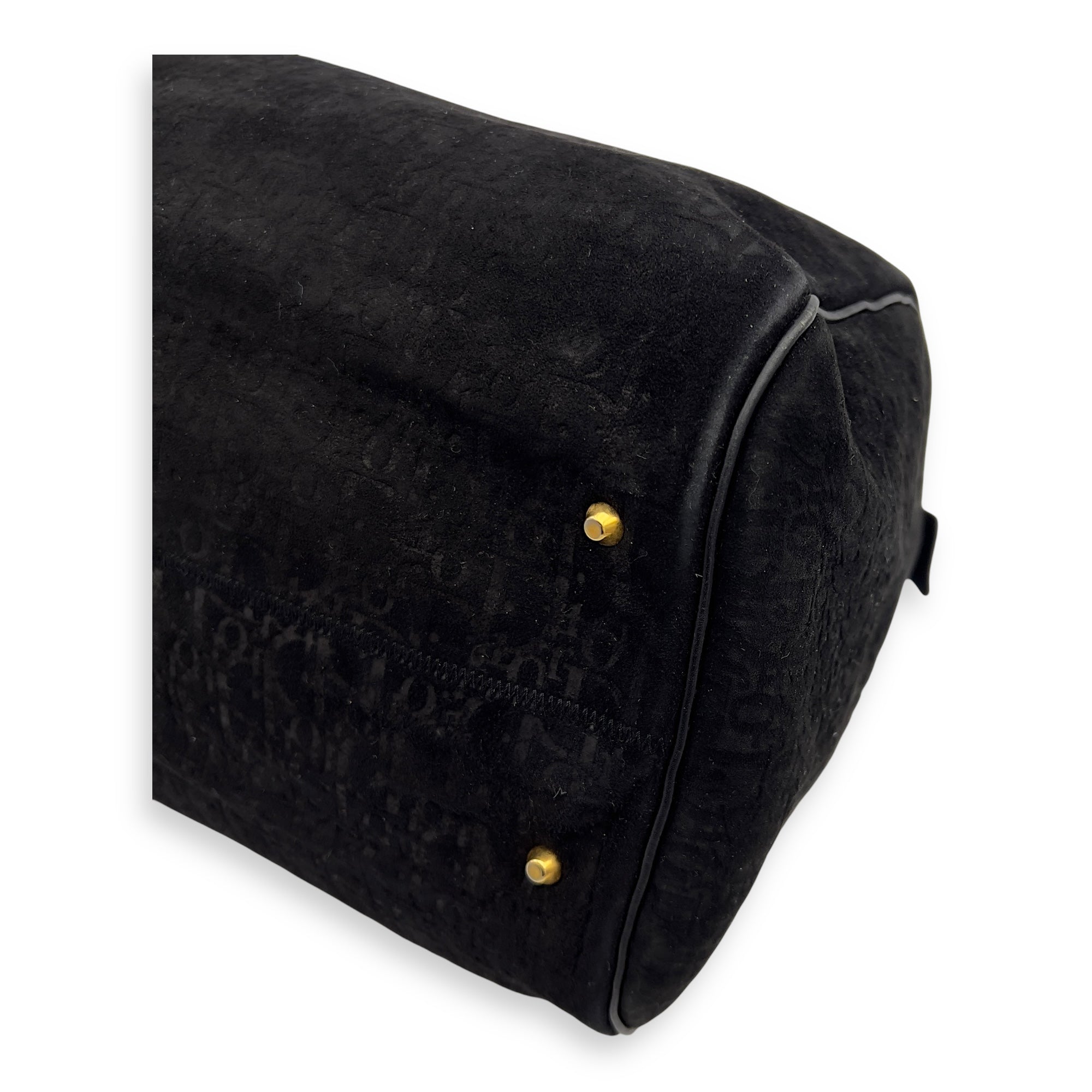 Christian Dior Vintage Top Handle Bag Black in Suede Leather, Gold hardware_8