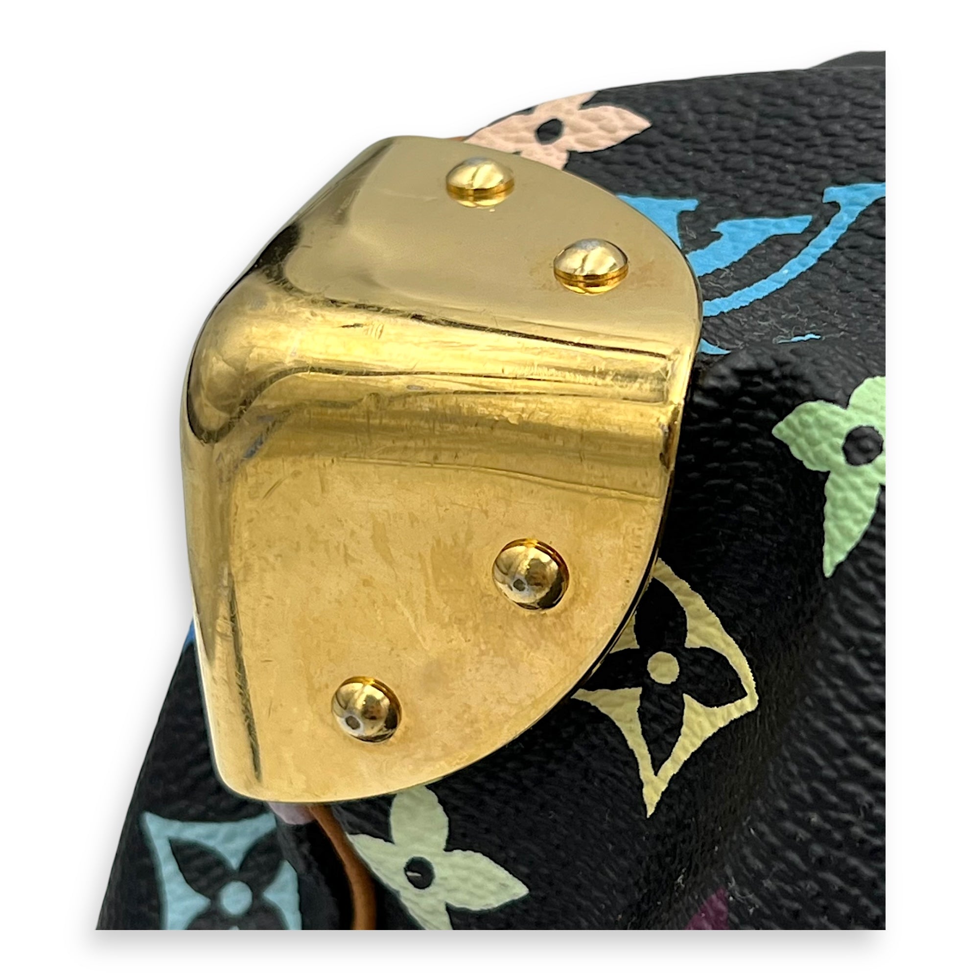 Louis Vuitton Keepall Top Handle Bag Multi-colour in Coated Canvas, Gold hardware_10