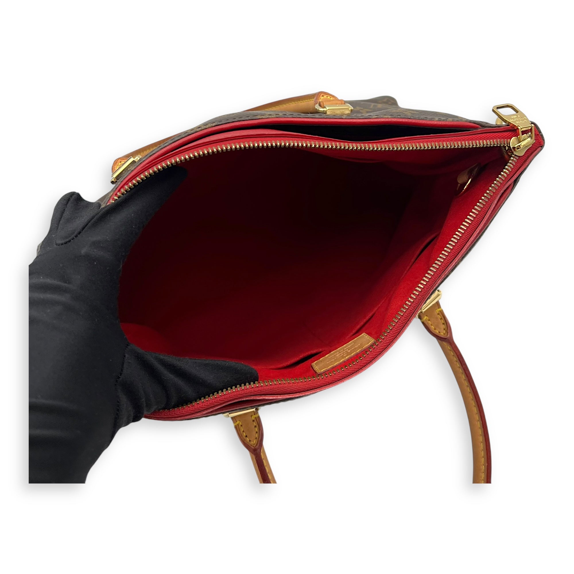 Louis Vuitton Pallas Top Handle Bag Brown in Monogram Coated Canvas, Gold hardware_10