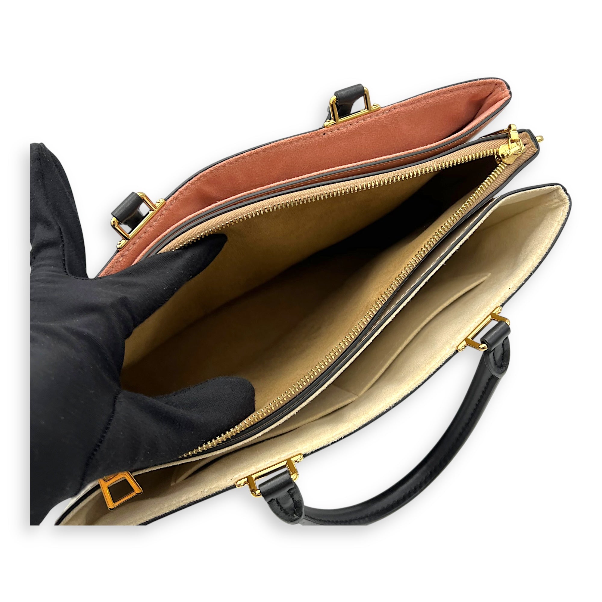 Louis Vuitton Millefeuille Top Handle Bag Brown in Monogram Coated Canvas, Gold hardware_10