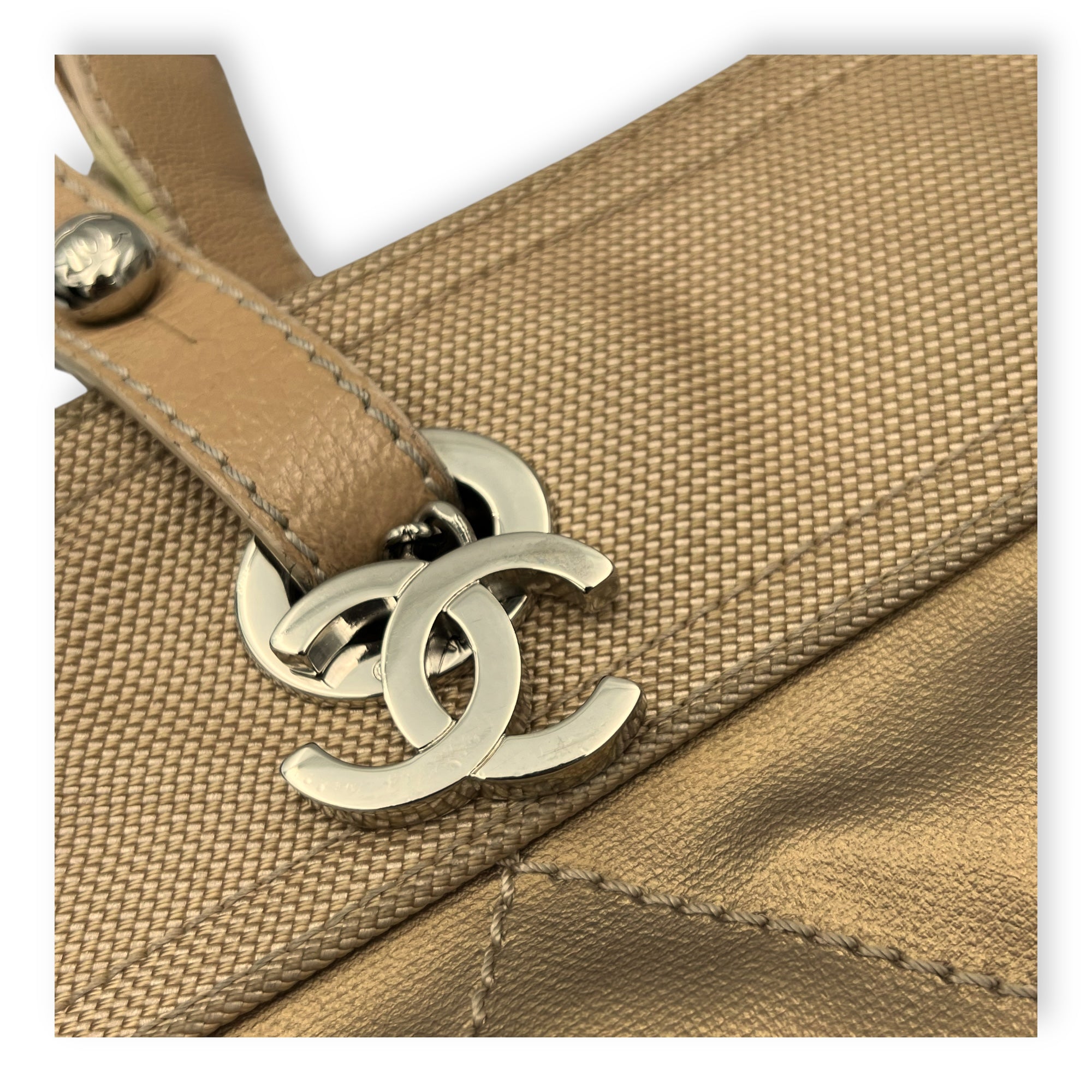 Chanel Biarritz Tote Bag Gold in Calfskin, Silver hardware_10