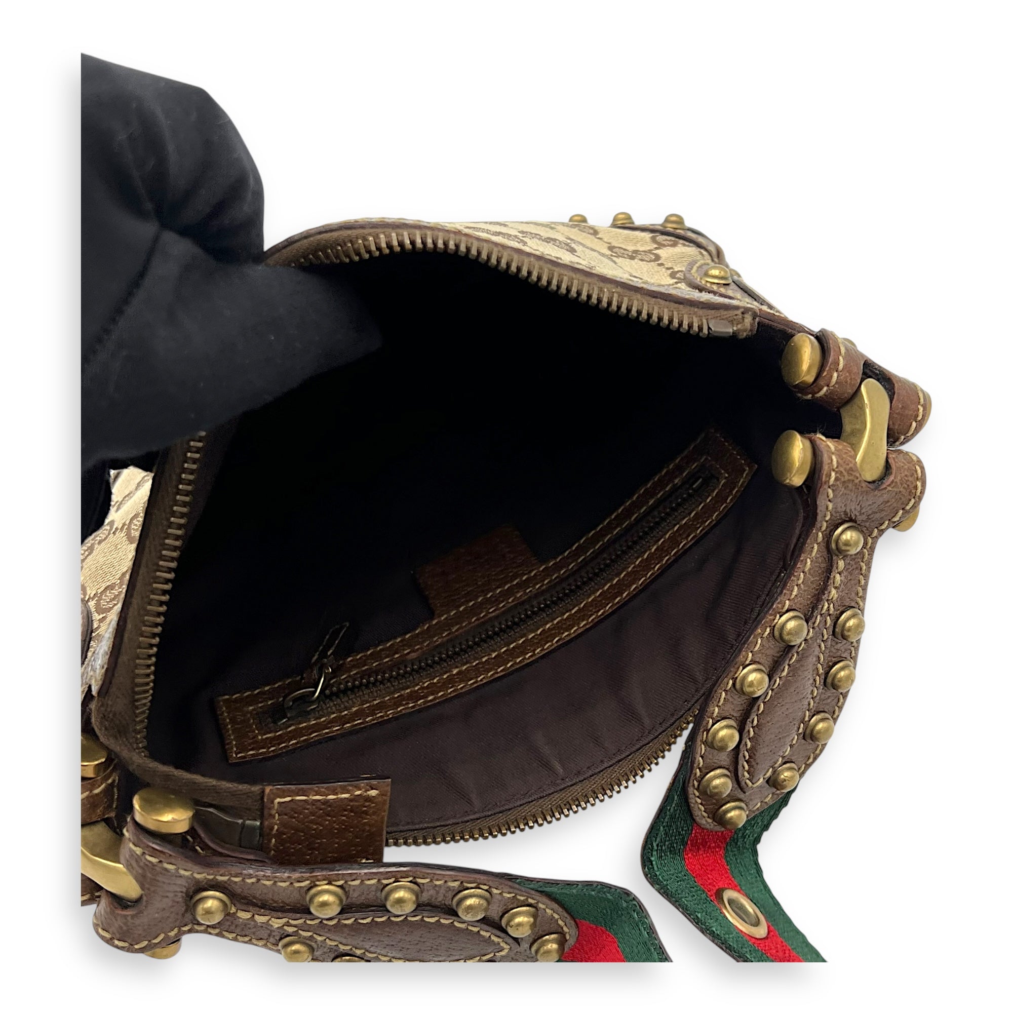 Gucci GG Top Handle Bag Brown in Canvas, Gold hardware_10