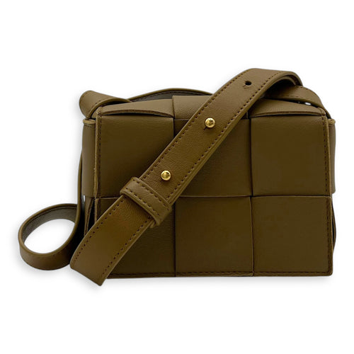 Bottega Veneta Intrecciato Crossbody Bag Mini Brown in Calfskin, Gold hardware_10