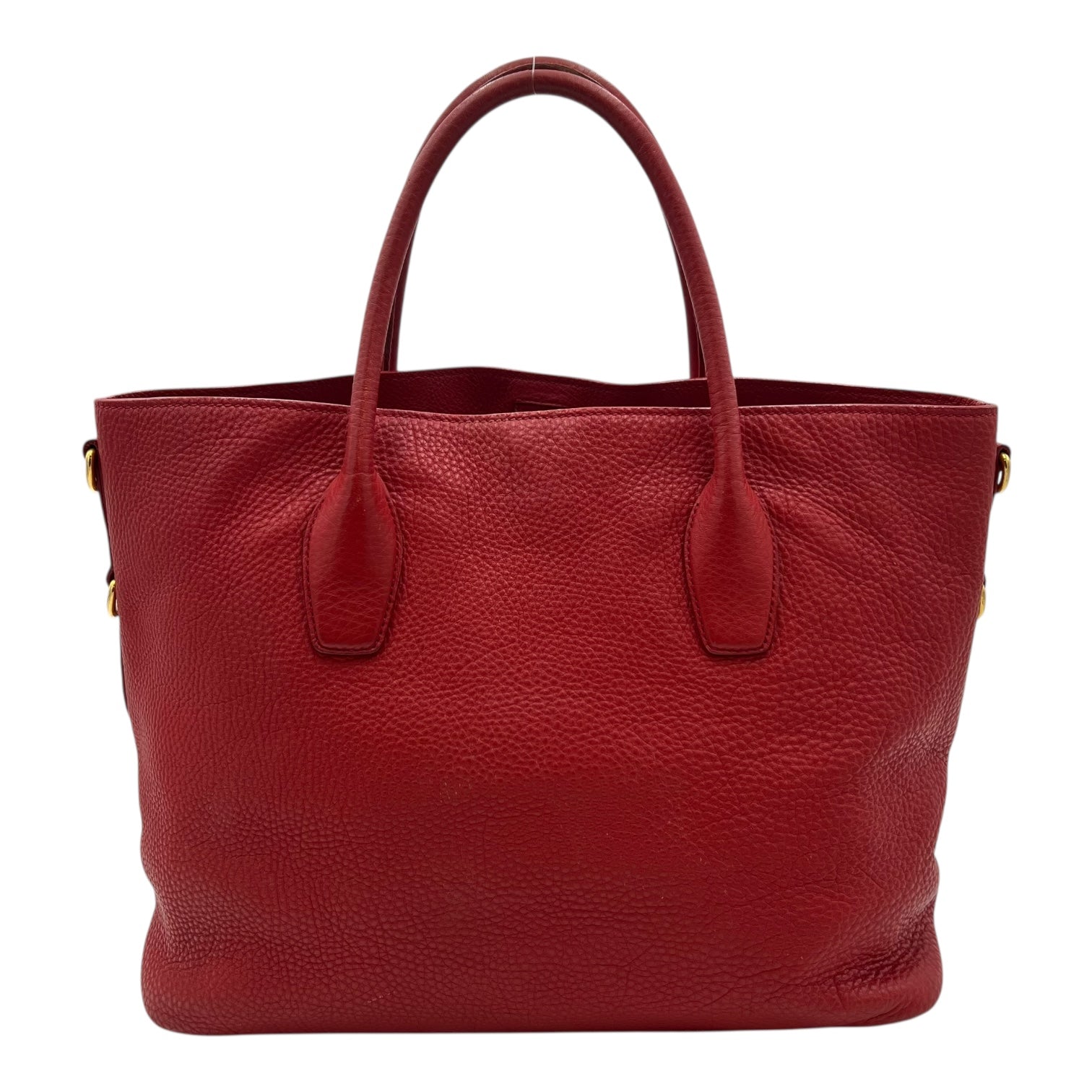 Prada Logo Top Handle Bag Red in Calfskin, Gold hardware_2