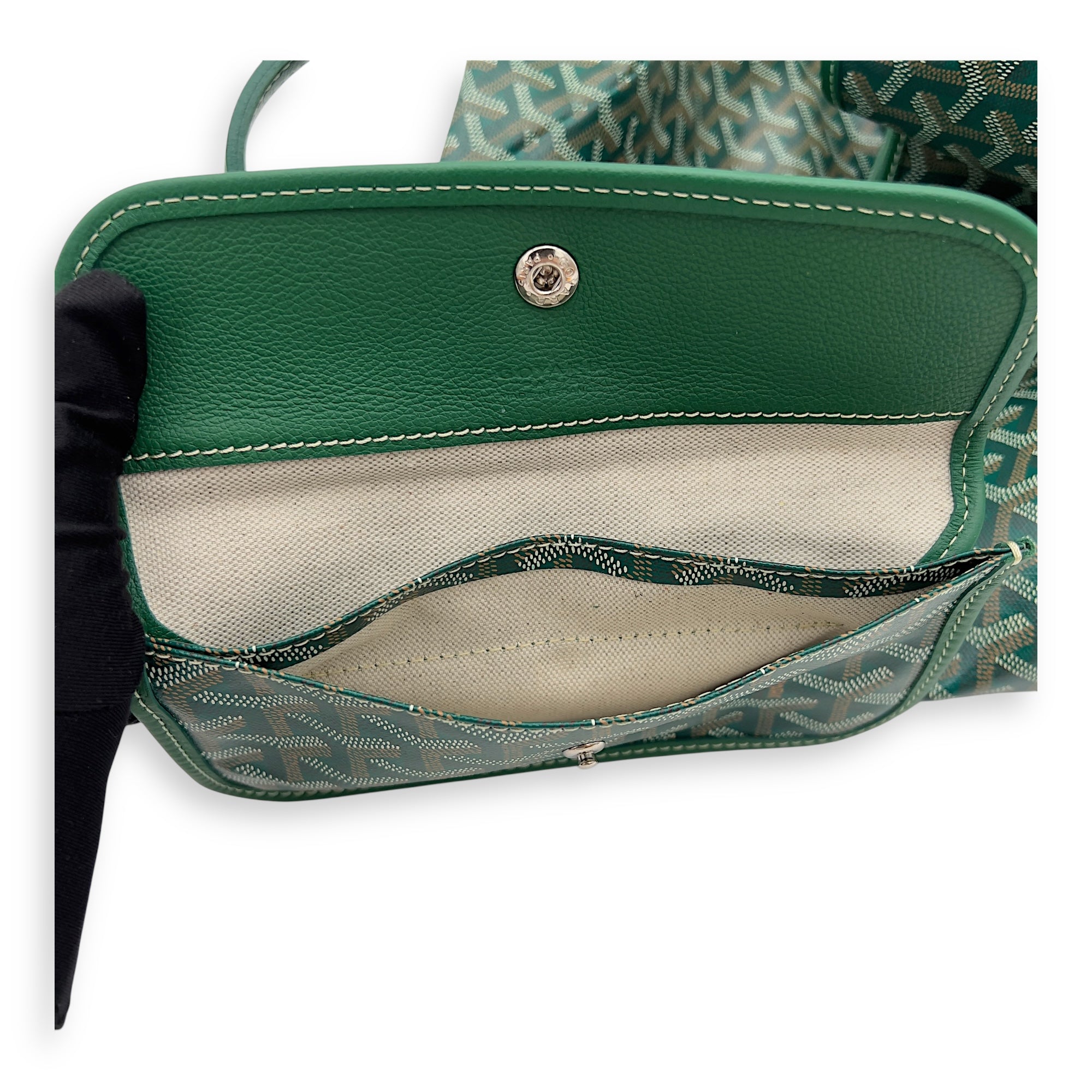Goyard Saint Louis Tote Bag GM Green in Coated Canvas, Silver hardware_8