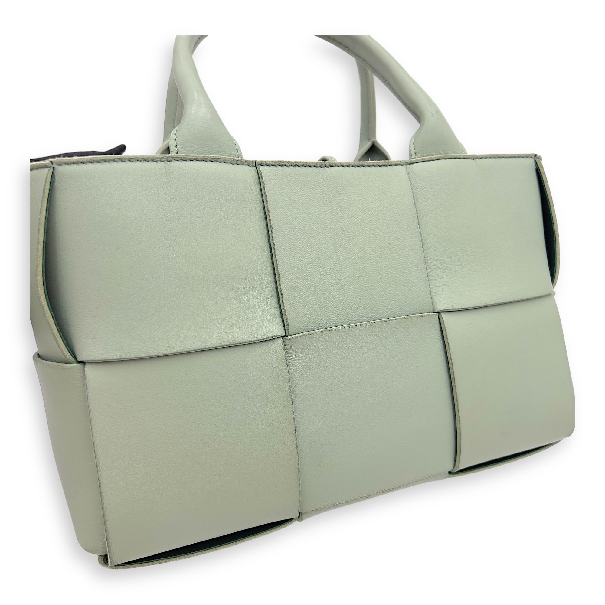 Bottega Veneta Arco Top Handle Bag Green in Lambskin_12